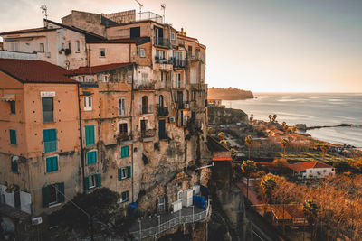 Sunset, tropea, calabria, italy, city, historic, ocean, sea, mare, building, architecture