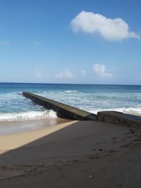 Scenic view of beach against sky