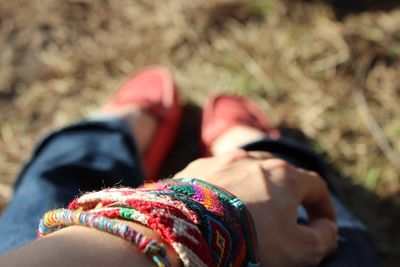 Close-up of woman hand