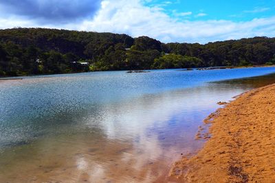 Scenic view of beach against sky