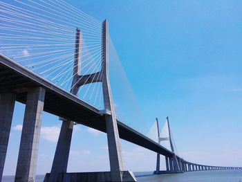 Low angle view of suspension bridge