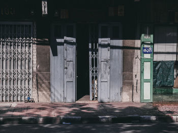 Closed door of building