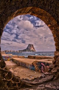 Scenic view of sea against cloudy sky