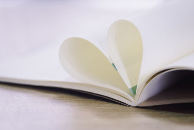 Close-up of open book on table