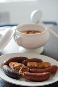 Close-up of coffee and cup on table