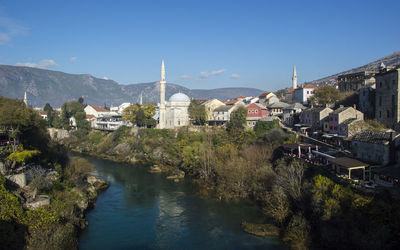 View on mostar city from mostar brigde
