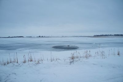 Scenic view of frozen lake against sky