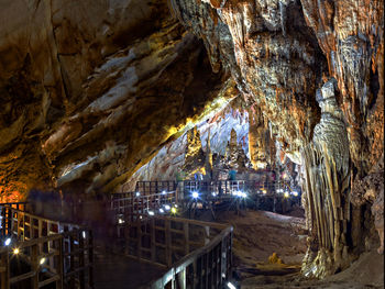 Panoramic view of illuminated cave