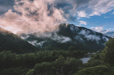 Scenic view of mountains against sky