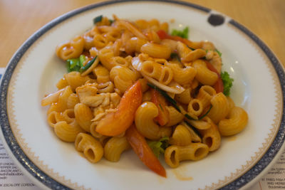 High angle view of meal served in plate