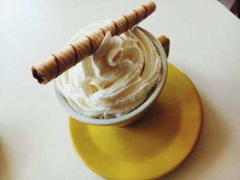 Close-up of coffee cup on table