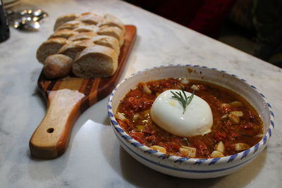 Close-up of food on table