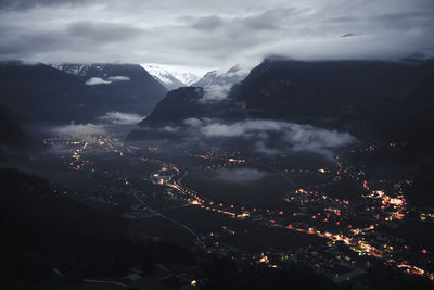 Aerial view of illuminated city