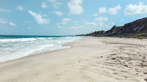 Coast of a beach in brazil with ocean sky and sand