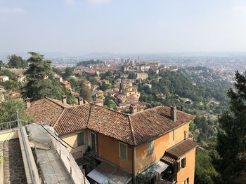 High angle view of townscape against sky