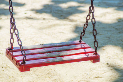 Empty swing at playground