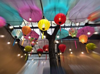 Low angle view of illuminated lanterns