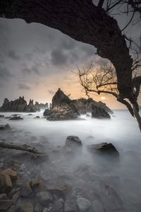 Scenic view of sea against sky during sunset