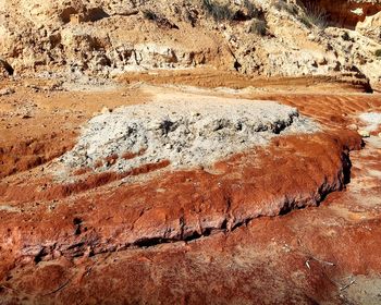 View of rock formations in desert