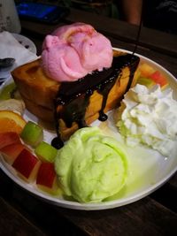 Close-up of ice cream in plate