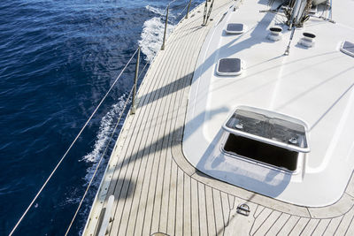 High angle view of boats in sea