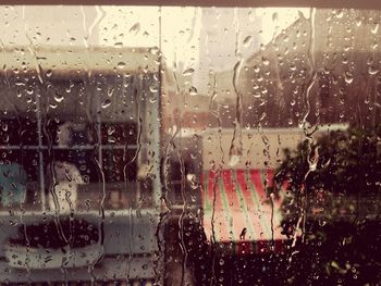 Close-up of water drops on glass