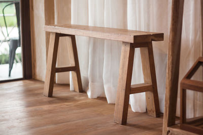 High angle view of chairs on table at home