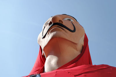 Low angle view of statue against clear sky