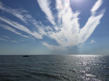 Scenic view of seascape against cloudy sky