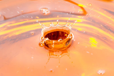 Close-up of yellow splashing water