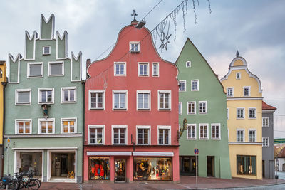 Historical houses on altstadt street in landshut, germany