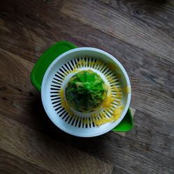 High angle view of drink on table