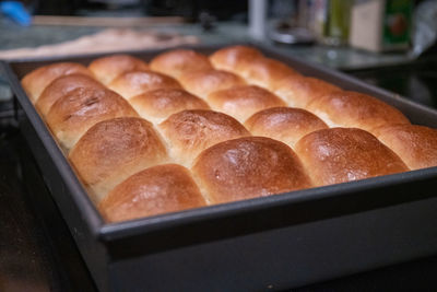 High angle view of meat in kitchen