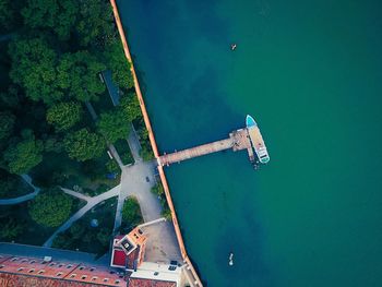 High angle view of sea against sky