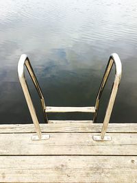 High angle view of pier on swimming pool