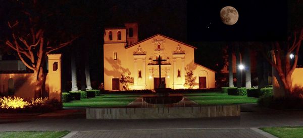 Illuminated lamp at night