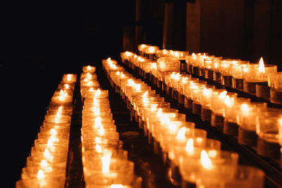 Close-up of illuminated candles