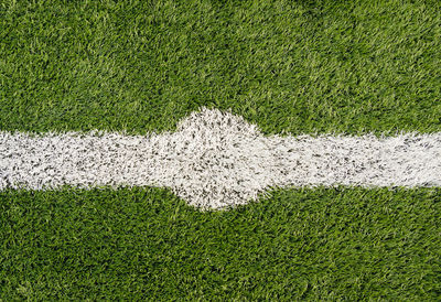 High angle view of soccer field