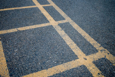 High angle view of markings on road