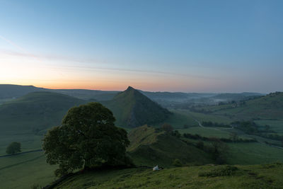 Scenic view of landscape against sky during sunset