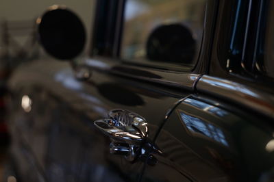 Close-up of vintage black car