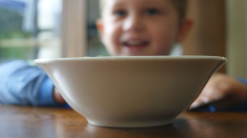 Close-up of tea cup on table