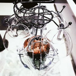 High angle view of wine in glass