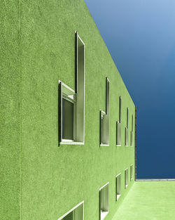 High angle view of green plants on field against building