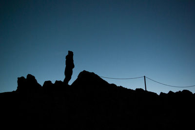 Silhouette men against sky at night