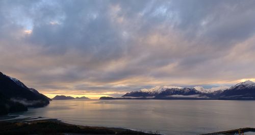 Scenic view of sea against sky during sunset