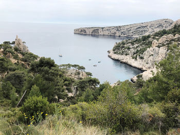 High angle view of sea against sky