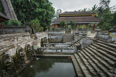 View of temple by building