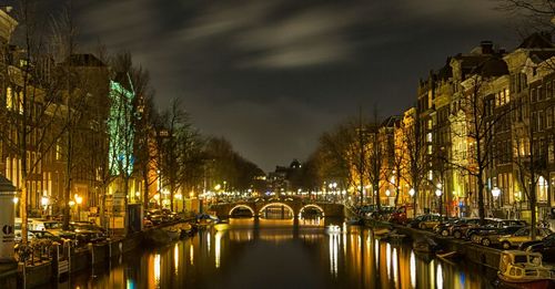 Illuminated city at night