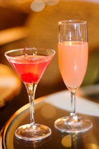 Close-up of drinks on table